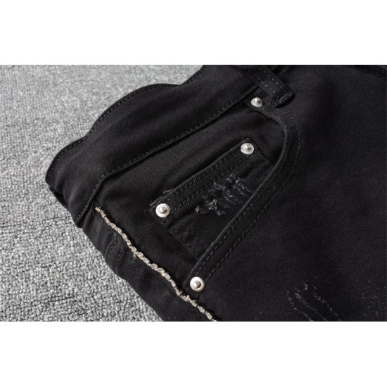 #801 Amiri embroidered jeans black