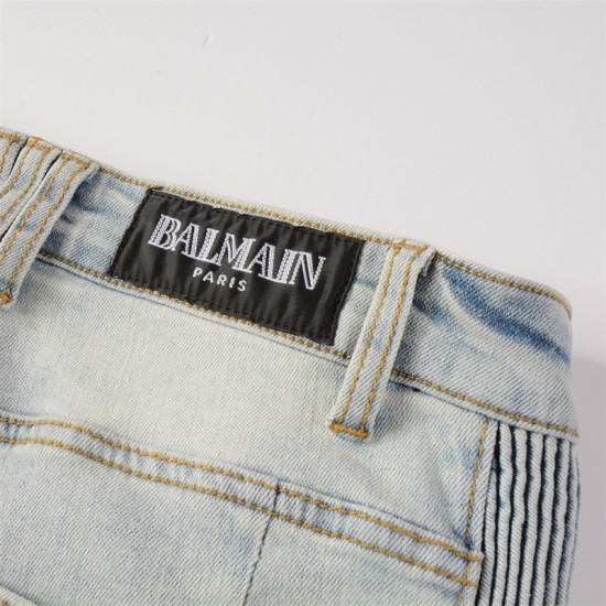 #1098 amiri double pockets zipper jeans light blue