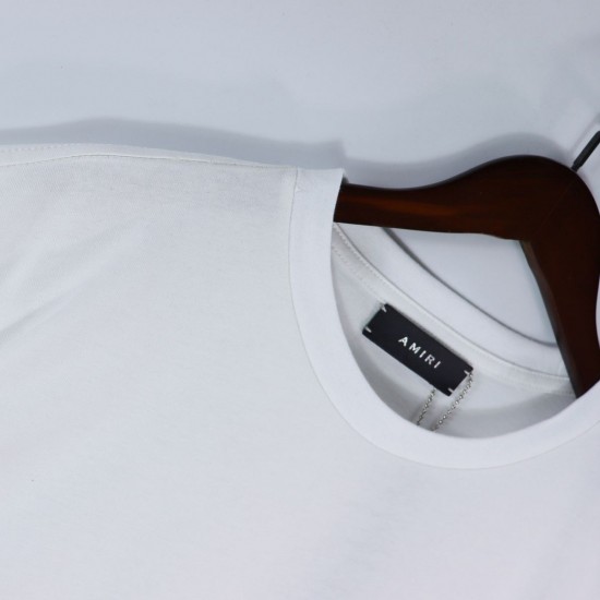 AMIRI 2023SS Colorful Drip Printing Logo T-Shirt Black White