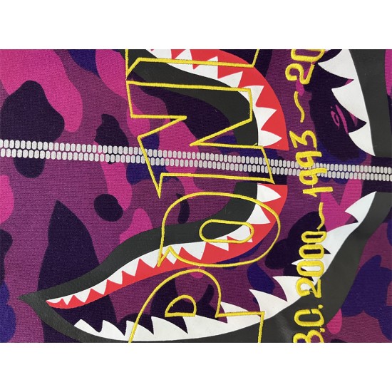 A Bathing Ape Bape Shark PONR Embroidered Fonts Camo Crewneck Sweatshirt