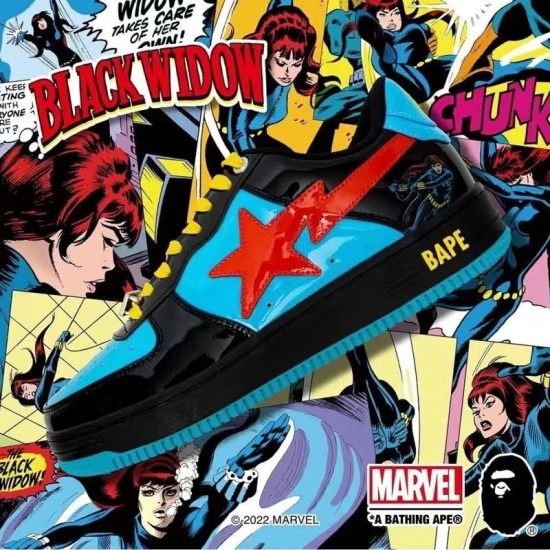 A Bathign Ape Bape Sta x Marvel Shoes Sneakers (Iron Man/American Capitan/Hulk/Black Widow/Thunder God)
