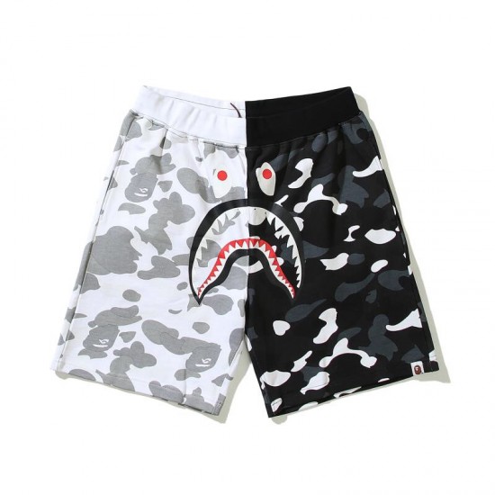 Bape Half Black & White Camo Shark Shorts