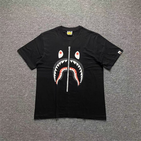 Bape Zipped Shark Print T-Shirt 2 Colors Black White