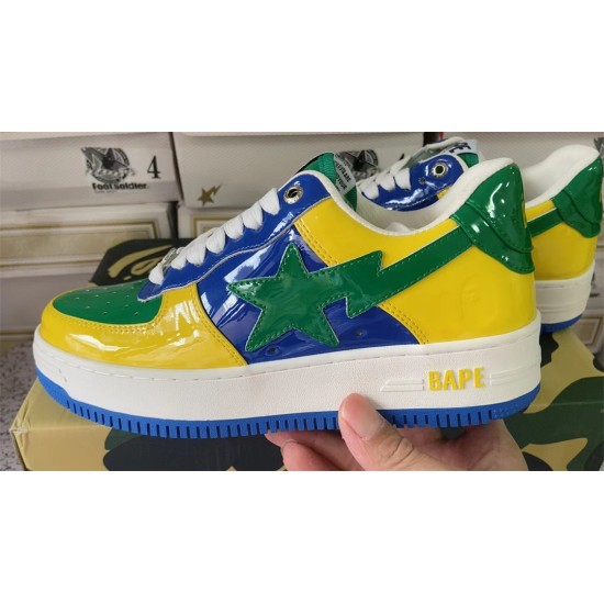 A Bathing Ape Bape Sta Blue Yellow Green Shoes Sneakers (US5-US12)