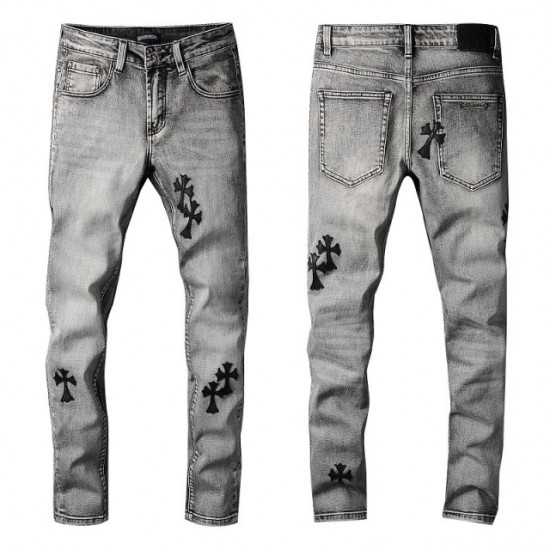 717 Chrome Hearts jeans pants light grey