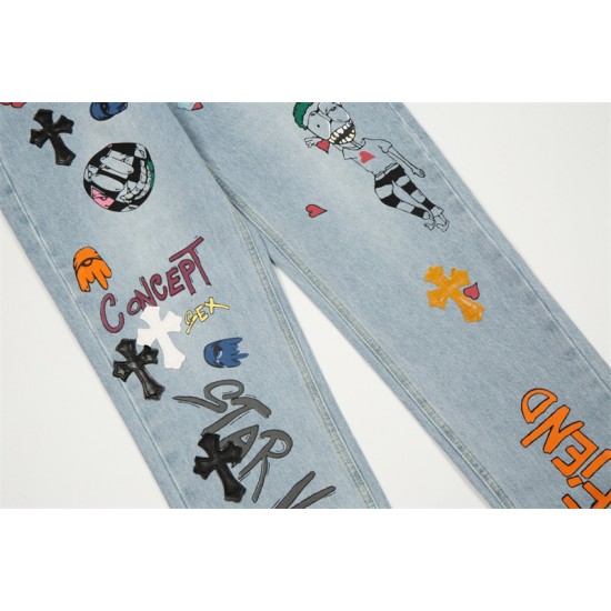 [Best Quality] CH Matty Boy CONCEPT Crosses Graffiti Ripped Denim Jeans
