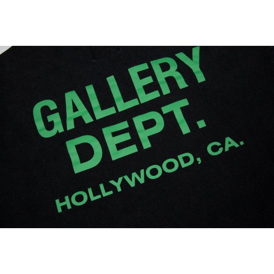 Gallery dept green fonts distressed tee t-shirt black