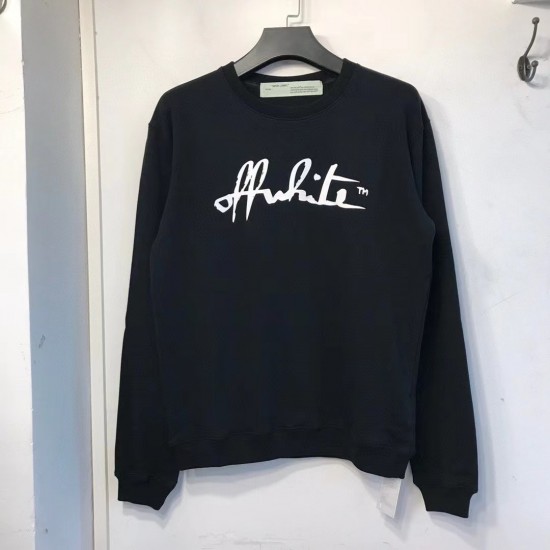 Off White 20FW SCRAWL on the front of chest Hoodie Black