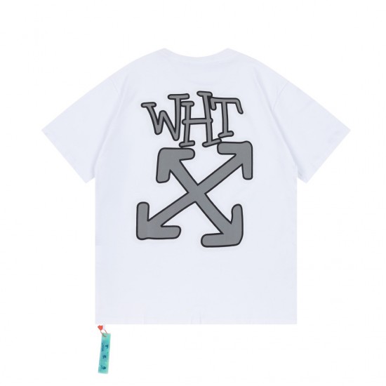Off White Gray Big Fonts Logo T-Shirt Black White