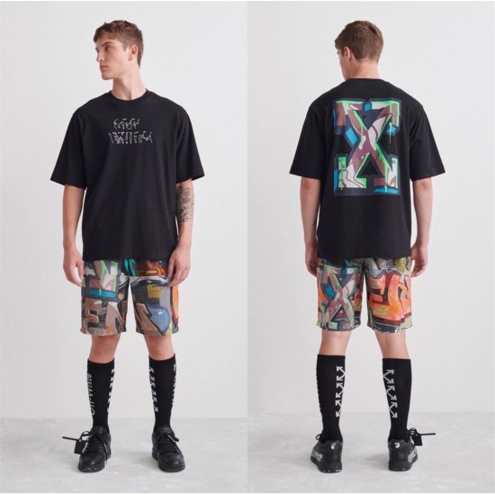 [Best Quality] Off White 22SS Painted Logo T-Shirt Black