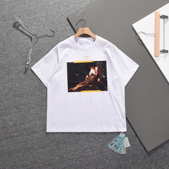 Off White OW Oil Painting Blue Logo T-Shirt