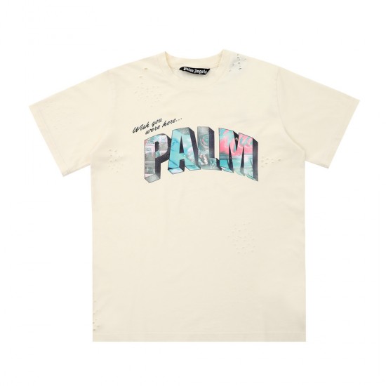Palm Angels 3D letters Tee Beige