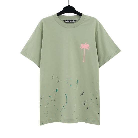 Palm Angels Pink Tree Green Splash-ink T-Shirt