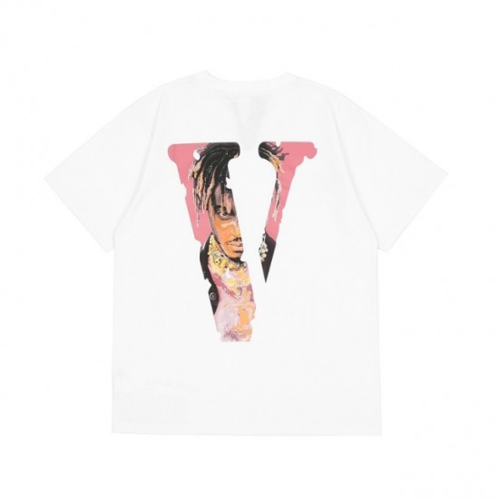 Vlone x Juice WRLD Hip Hop Pink V Tee T-shirt (Black/White)