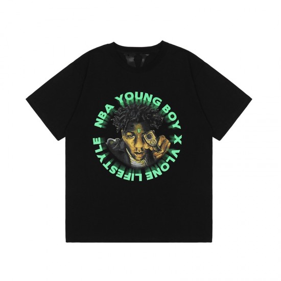 2021SS Vlone Green NBA Young Boy Man Tee T-Shirt (Black/White)
