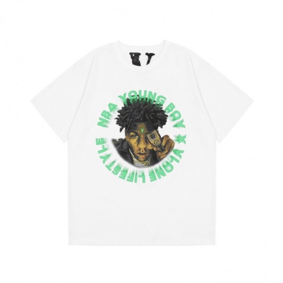 2021SS Vlone Green NBA Young Boy Man Tee T-Shirt (Black/White)