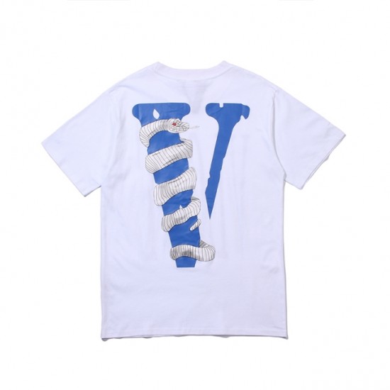 Vlone Snake V Blue Logo Tee T-shirt (Black/White)